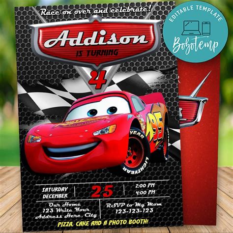 FREE Disney Cars Birthday Invitation Templates .